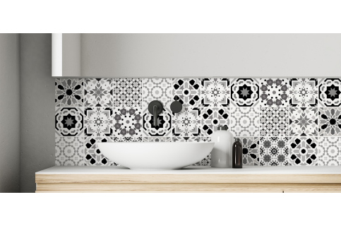 Crédence salle de bain : Carreaux ciment et arabesque 2