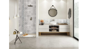 Crédence salle de bain Carreaux ciments antique gris