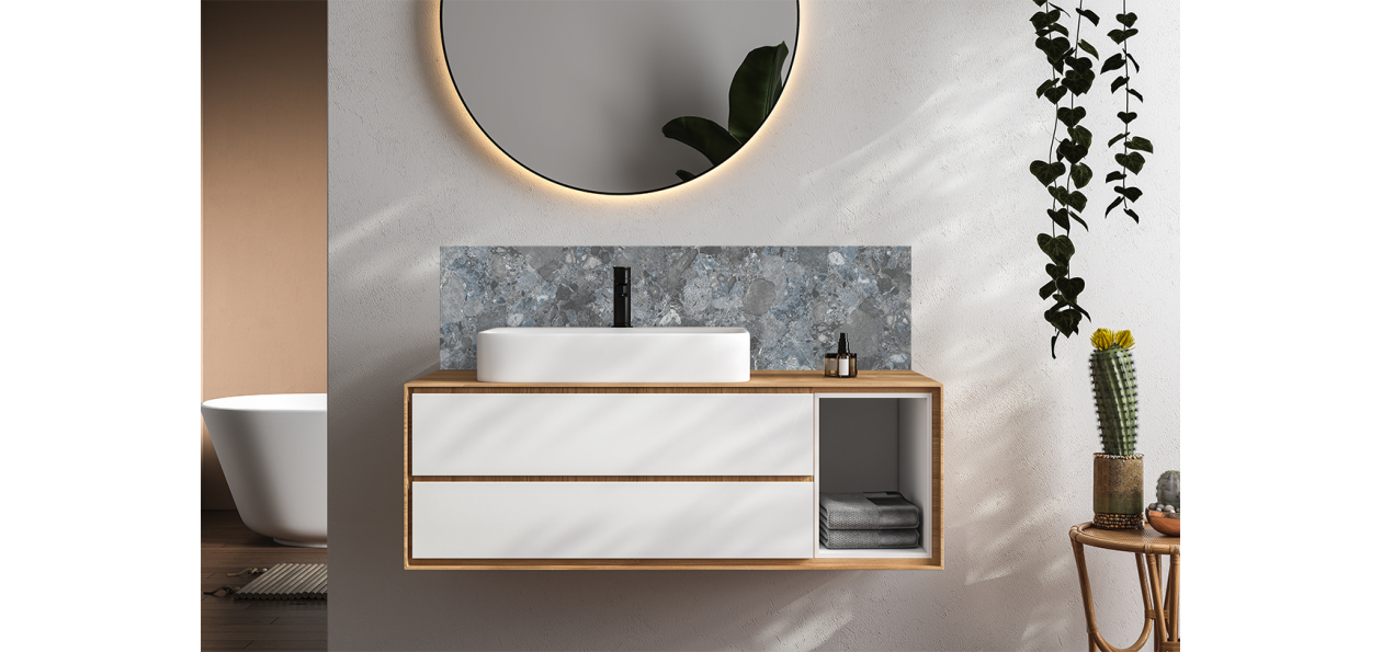 Crédence salle de bain : Marbre Modena