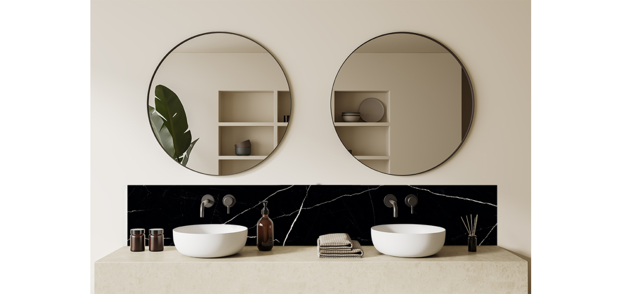 Crédence salle de bain : Marbre noir Trieste