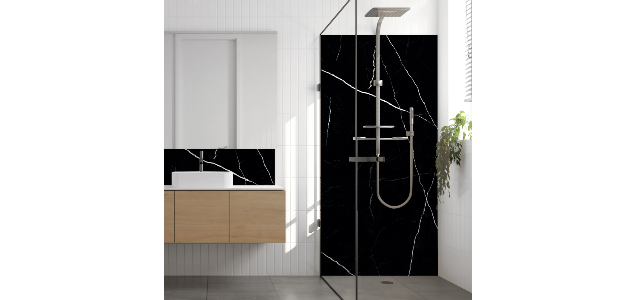 Crédence salle de bain : Marbre noir Trieste