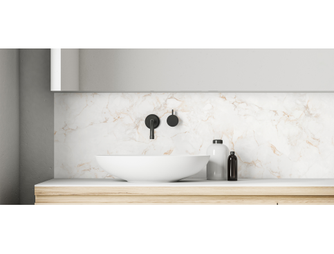 Crédence salle de bain : Marbre blanc ocre