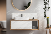 Crédence salle de bain : Marbre blanc ocre