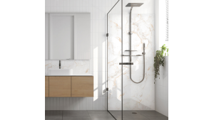 Crédence salle de bain : Marbre blanc ocre