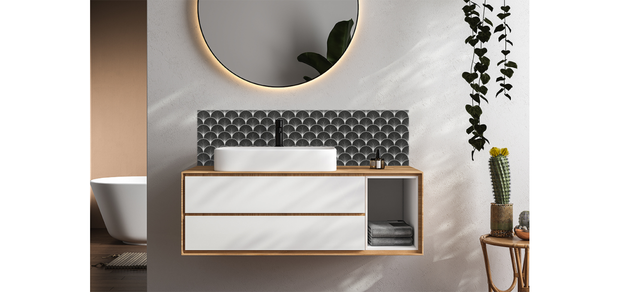 Crédence salle de bain : Rosace art déco 2