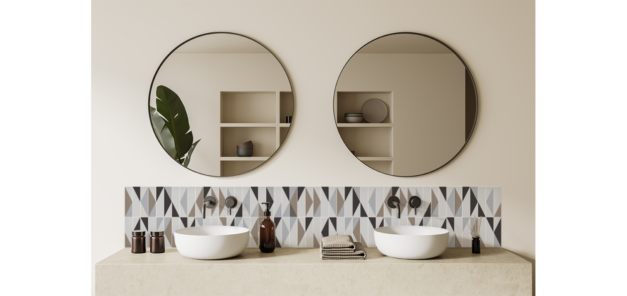 Crédence salle de bain : Jeux et triangles