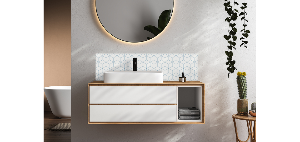 Crédence salle de bain : Cubes