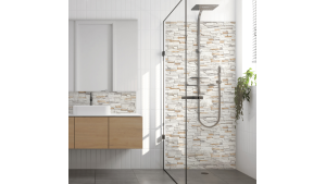 Crédence salle de bain : Mur pierre douce