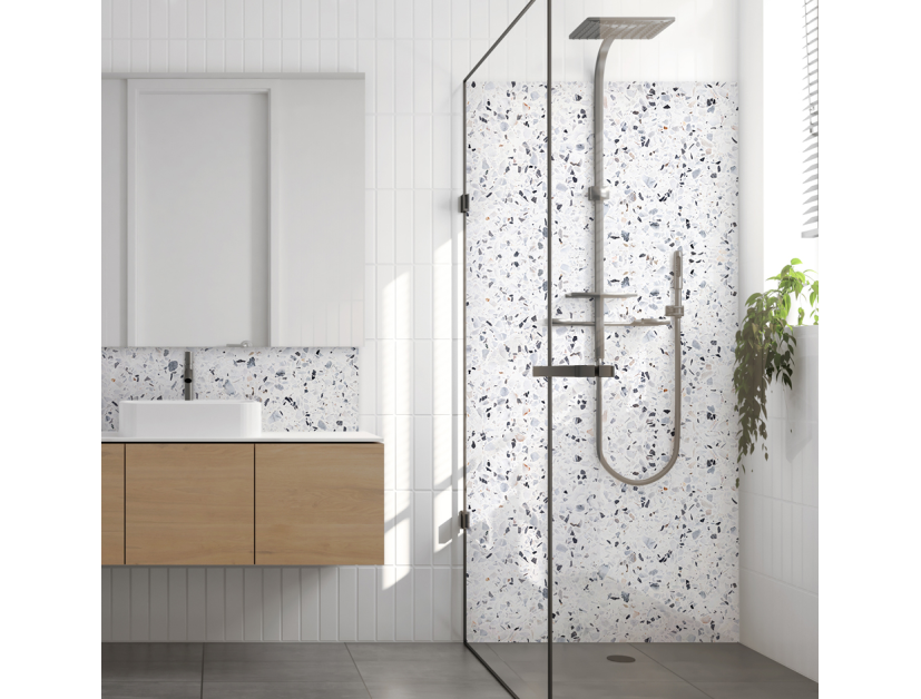 Panneau de douche : Terrazo bleu