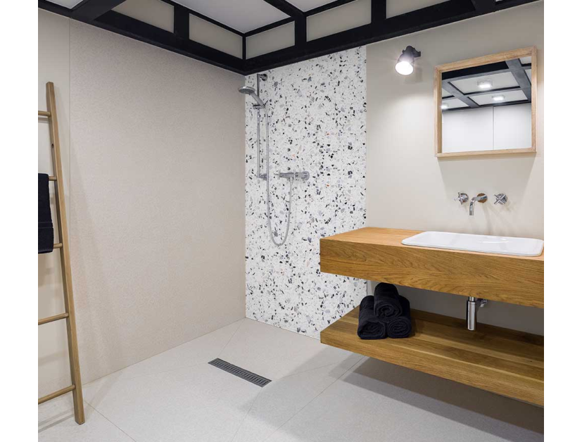 Panneau de douche : Terrazo bleu