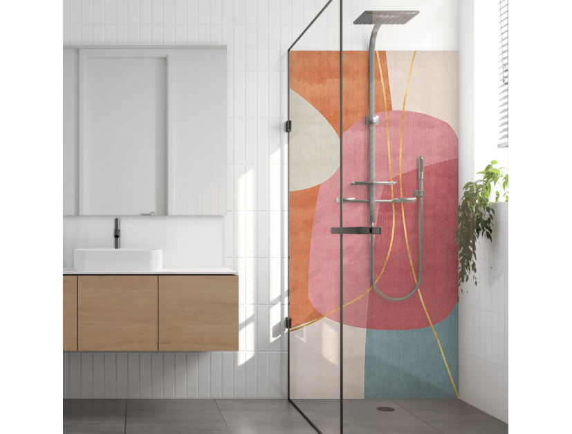 Panneau de douche : composition abstraite