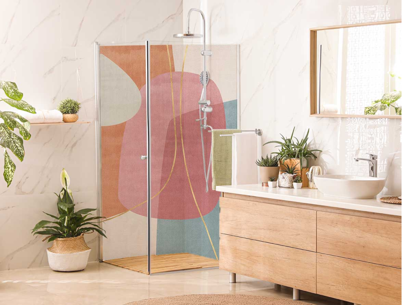 Panneau de douche : composition abstraite