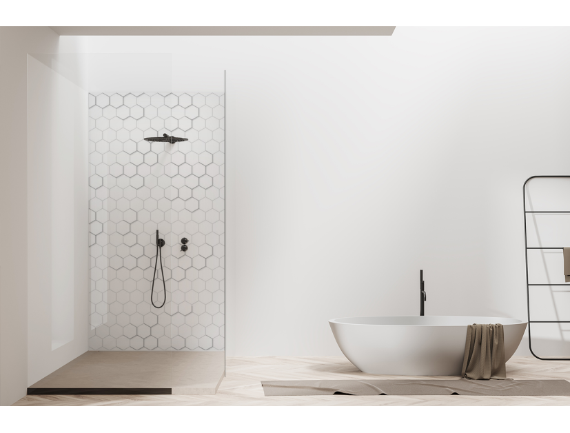 Panneau de douche : Carrelage hexagone blanc