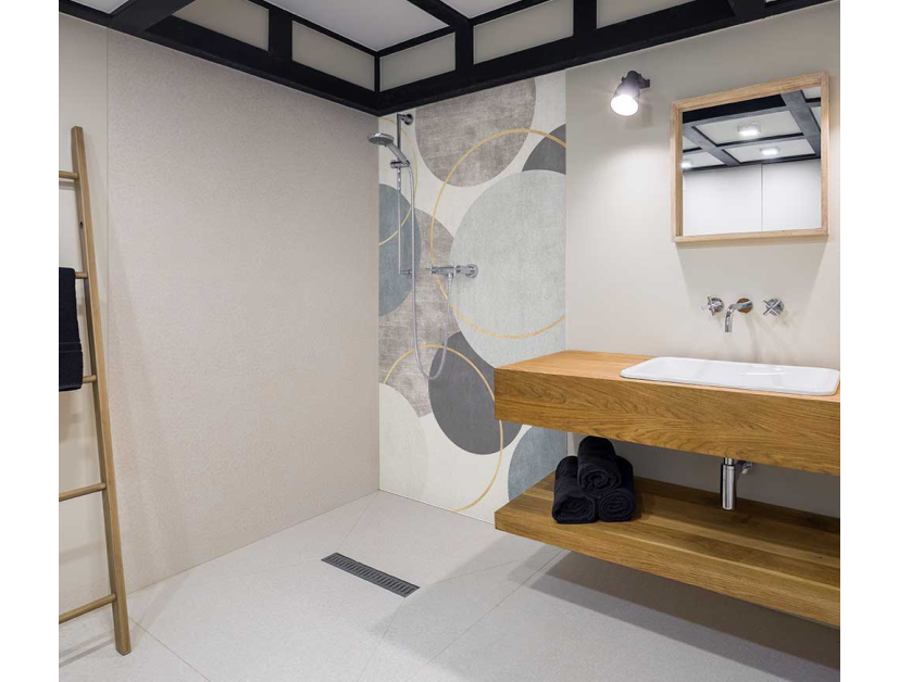 Panneau de douche : Cercles assemblés couleur