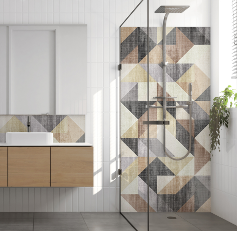 Panneau de douche : Triangles colorés