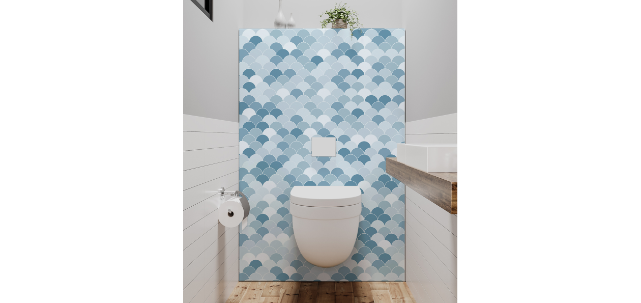 Panneau de WC : Carrelage écailles