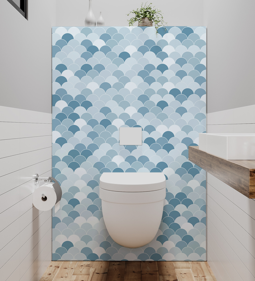 Panneau de WC : Carrelage écailles