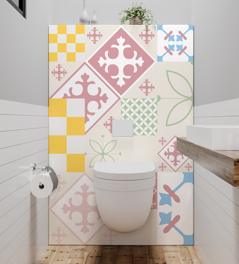 Panneau de WC : Carreaux ciment patchwork 3