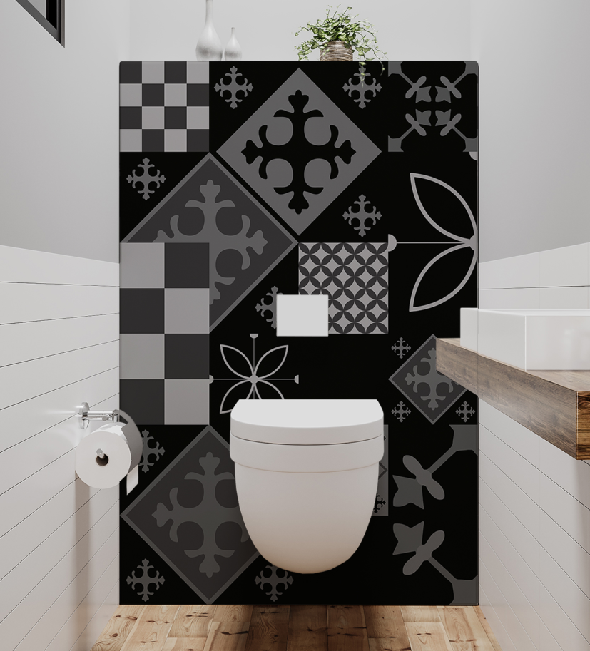 Panneau de WC : Carreaux ciment patchwork 3