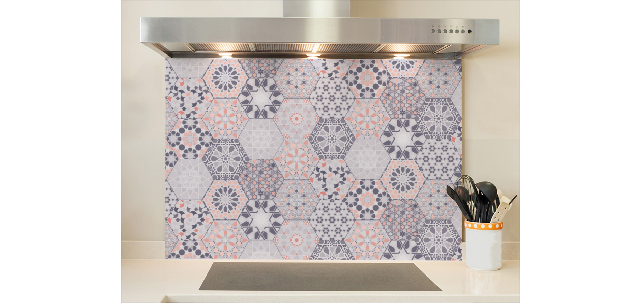 Fond de hotte : Carreaux Ciment Hexagonal 5