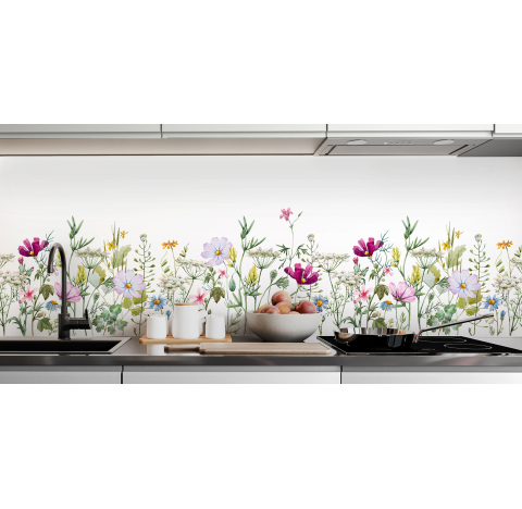Crédence : Dessin fleurs et...