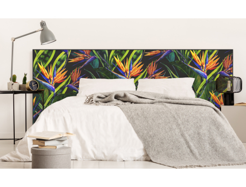 Tête de lit : Fleurs et...