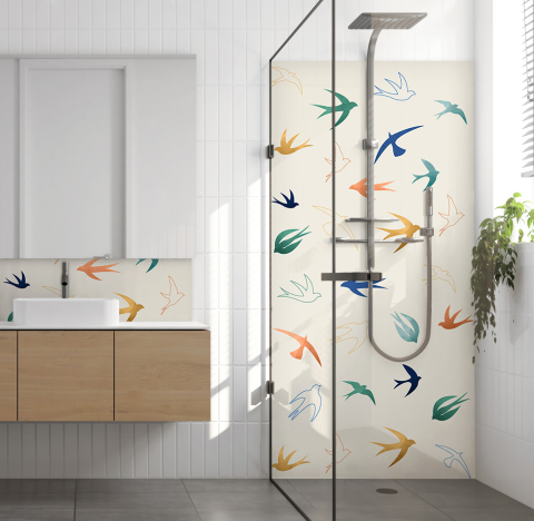 Panneau de douche : Oiseaux...