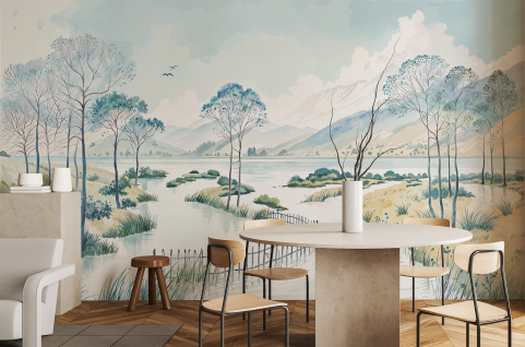Papier peint : Lac, arbres...