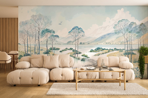 Papier peint : Lac, arbres...