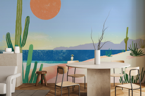 Papier peint : Cactus, mer...