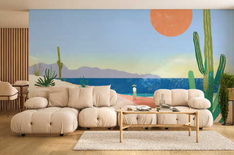 Papier peint : Cactus, mer...