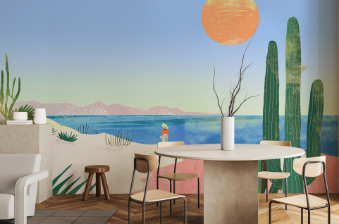 Papier peint : Cactus, mer...