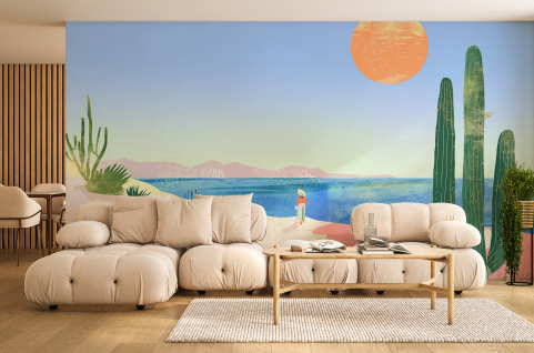 Papier peint : Cactus, mer...