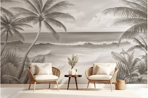 Papier peint : Palmiers et mer