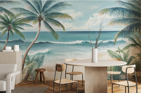 Papier peint : Palmiers et mer