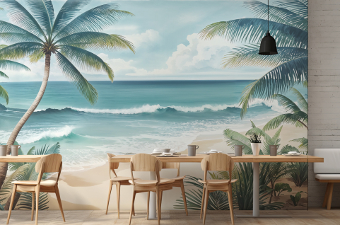 Papier peint : Palmiers et mer